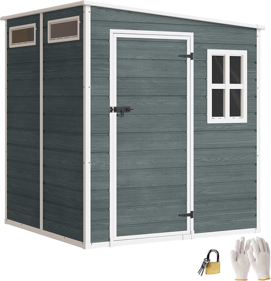 karaca-alisveris - abri jardin résine, 3,3m², alu, plancher, fenêtres, 182x182x183cm