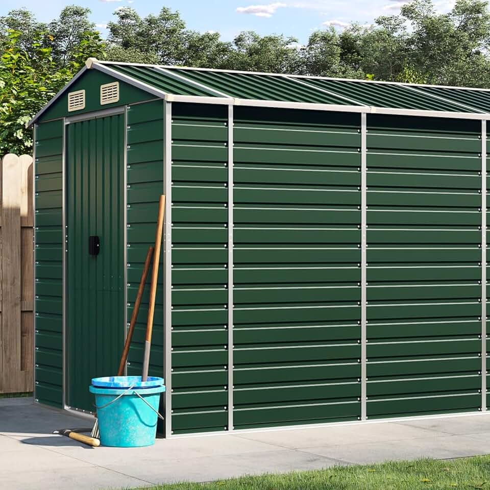 Abri de jardin - vert acier galvanisé 191x810x198 cm - rangement outils