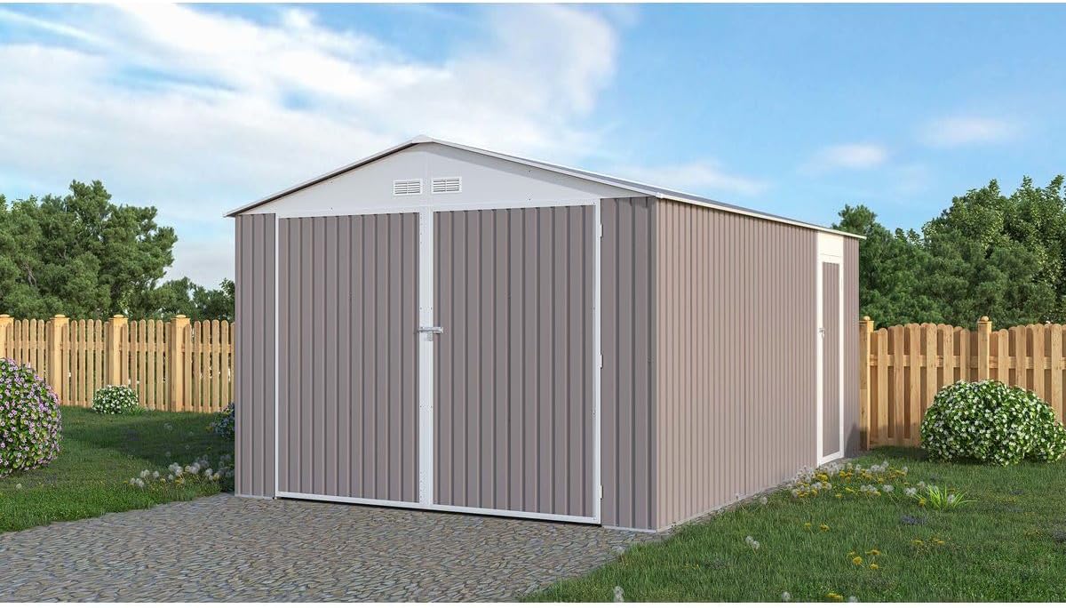 Garage métal Nevada - 15,36m² - porte battante - robuste et spacieux