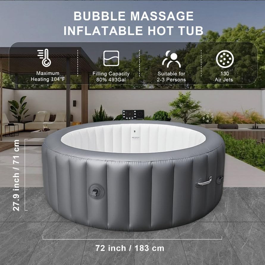 Spa gonflable 4 personnes - 130 jets, LED, chauffe 40°C - portable