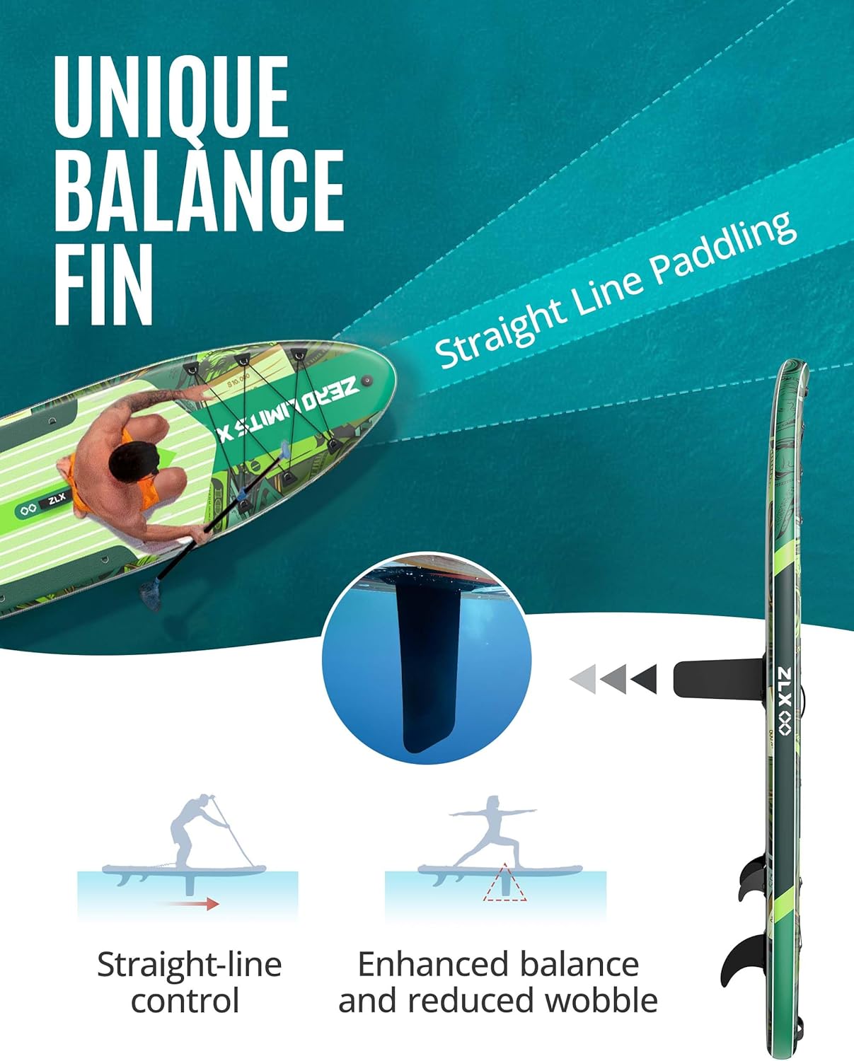 ZLX - Paddle gonflable 2 places 320x84cm, siège kayak, accessoires - ZLX