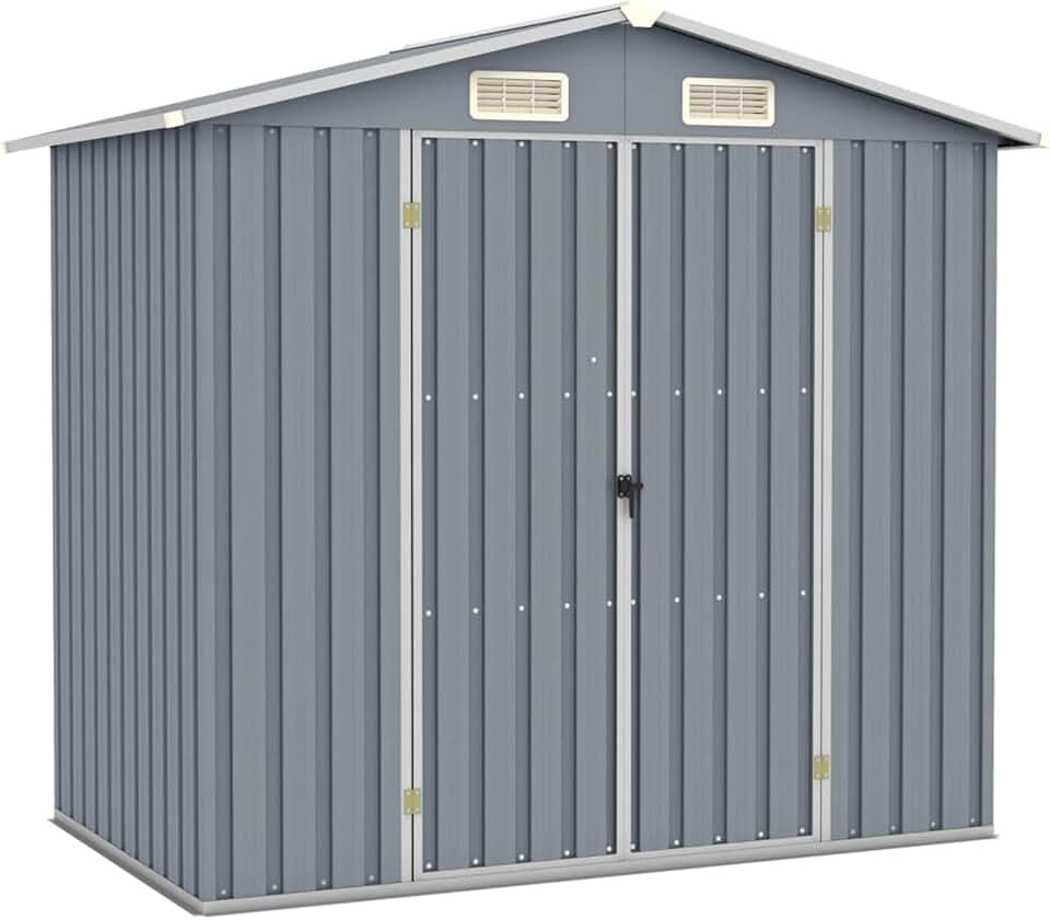 karaca-alisveris - Abri de jardin acier 205x129x183 cm, gris, stockage outils